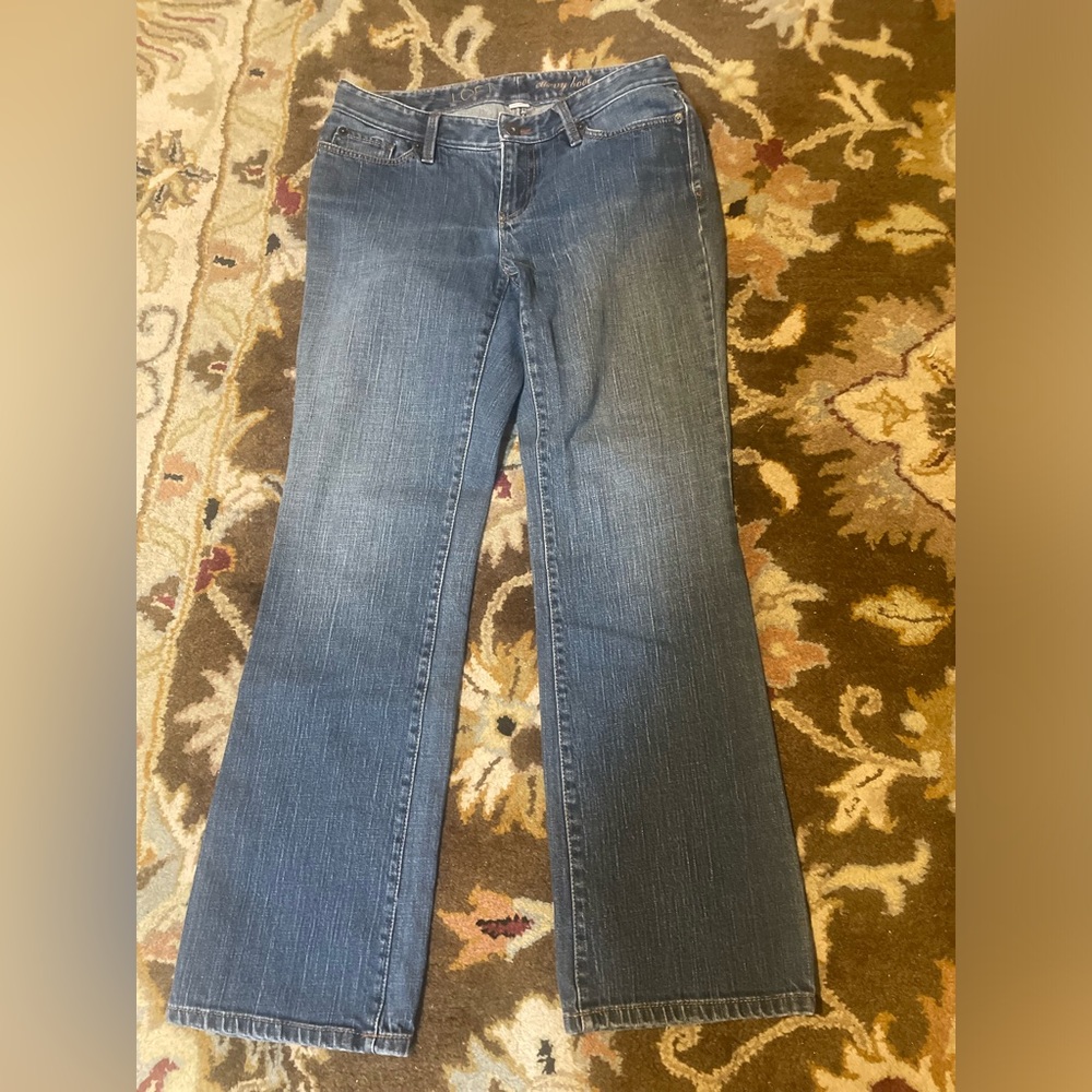 LOFT Curvy Boot lightly distressed jeans. EUC
